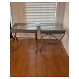 2 Metal Side Tables with Glass Tops - 22”x24”x22”H