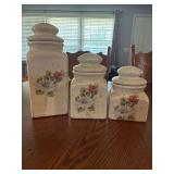 Vintage Ceramic Canister  Set with Floral Design