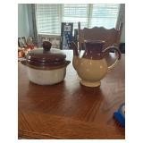 Vintage Brown and Beige Two-Tone Stoneware Pottery -Coffee Pot Has No Lid
