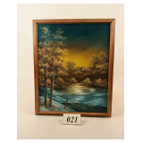 Fall of Year by Pond Original Painting by Ridley