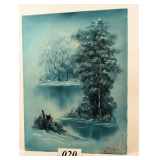 Stump at Stream Original Painting by Ridley