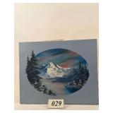 Oval Snow Mountain Painting by Unknown Artist