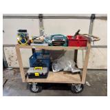 Rolling Cart with Assorted Electrical Supplies and Hand Tools