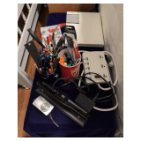 Office Supplies and Surge Protector, Olympus Camera with Charger