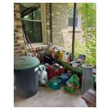 Salvage Lot - Yard Tools, Trash Can, Fertilizer and Sprays - Buyer Must Take All, Bring Boxes