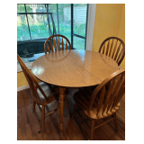 42” Formica Top Table, 4 Chairs and Leaf