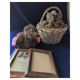 Basket with Pinecones, 2 Bags Pinecones, Picture Frames