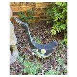 3 Pieces Yard Art - Metal Goose, Resin Little Girl and Cement Couple