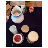 Vintage Pitcher, Candles and Candle Holders