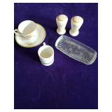 Assorted Household Items, China Cup and Saucer, Salt and Pepper Shakers and more