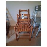 Pair of Vintage Slatted Wooden Chairs