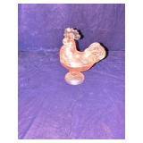 Pink Depression Glass Rooster Candy Dish