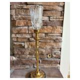 23.5” Brass Lamp with Alabaster Base and Crystal Shade