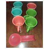 6 Fiesta Cups and a Spoon Holder