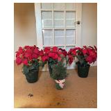 3 Poinsettias and a Mini Christmas Tree