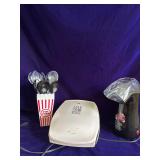 Sandwich Maker, Popcorn Machine and Popcorn Cups with Plastic Serving Spoons