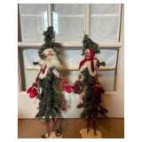 Collectible Mark Roberts Vintage Santa and Mrs Claus Christmas Tree Figures