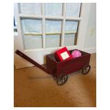 16”x8” Wooden Wagon with Christmas Decorations