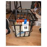 Metal Basket with Crocheted Doilies