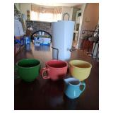 3 Homer Laughlin Mugs, Paper Towel Holder and Small Creamer