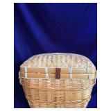 17”Wx9”Dx12”H Vintage Chinese Split Bamboo Herringbone Weave Storage Trunk/Basket