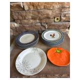 Assorted Sandwich Plates and Pumpkin Dish