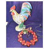 Rooster Lamp and Bells Christmas Wreath