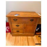 Oak Wood Cabinet with Drawers and Single Door Storage
