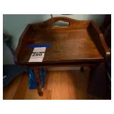 Wooden Spindle-Leg Side Table with Open Storage and Cut-Out Handles