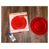 Jay Companies Red Charger Plates Set of 4 with Beaded Edge
