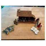 Complete Nativity Scene Set with Wooden Stable and Figurines
