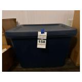 Large Blue Plastic Storage Tote with Lid