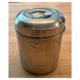 Stainless Steel Pet Food Canister with Embossed Paw Prints and Lid