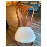 Chippendale Style Carved Wood Dining Chair with Upholstered Seat