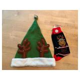 Holiday Reindeer Elf Hat and Light-Up Socks Set