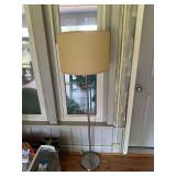 Modern Brushed Steel Floor Lamp with Drum Shade
