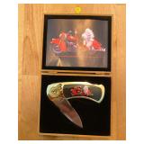 Indian Motorcycle Themed Folding Pocket Knife in Wooden Display Box