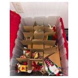 Lot of Assorted Christmas Ornaments in Storage Bin