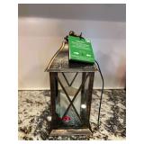 Holiday Home Bronze LED Lantern with Timer and Faux Candle