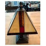 Stained Glass Accent Table Lamp with Pyramid Shade
