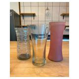 Lot of Three Assorted Glass Vases