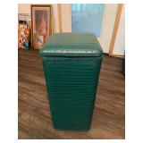 Green Wicker Style Laundry Hamper with Hinged Lid