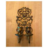 Ornate Metal Double Wall Sconce with Floral Motif