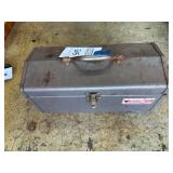 Metal Tool Box with Assorted Wrenches and Hardware