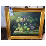 Framed Still Life Fruit Oil Painting