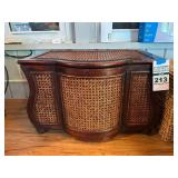 Wood and Wicker Storage Chest with Hinged Lid