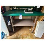 Rolling Metal Utility Cart with Green Top and Lower Shelf
