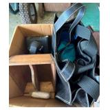 Mixed Lot Including Rotary Phone, Wooden Caddy, and Tote Bag