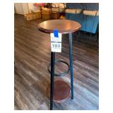 Metal and Wood Tall Accent Table with Lower Shelf and Footring