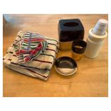 Bathroom Accessories and Linens Assortment including Tissue Box Cover and Towels